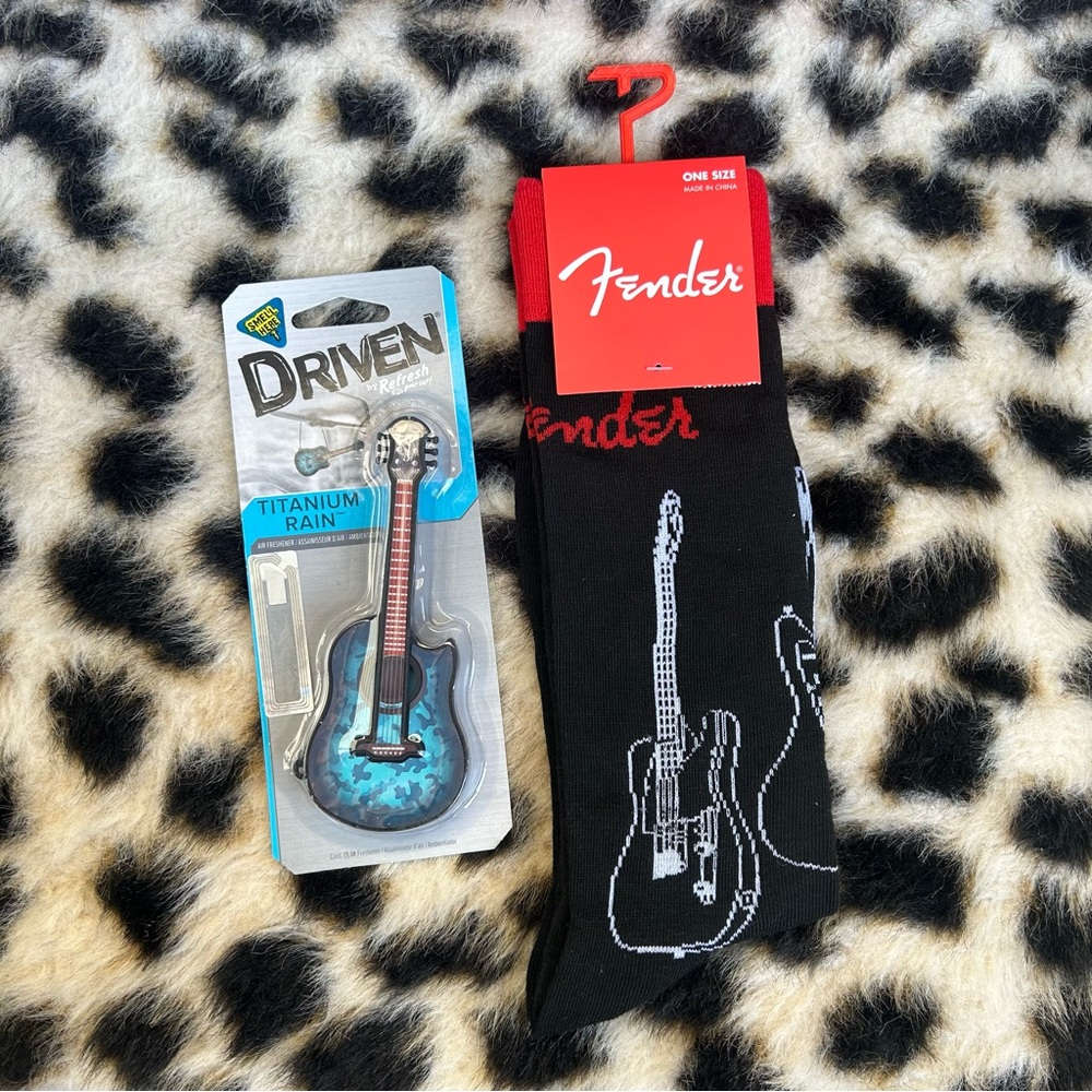 Driven by Refresh Hanging Guitar Car Air Freshener & Fender Socks Bundle